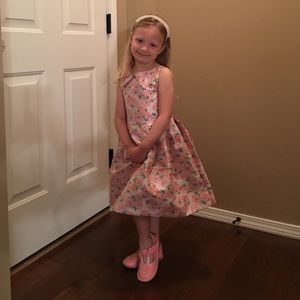 Janie and Jack Dress-pink floral brocade